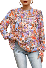 Load image into Gallery viewer, Multicolour Floral Bishop Sleeve Frilled Round Neck Blouse