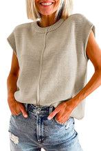 Load image into Gallery viewer, Oatmeal Solid Color Cap Sleeve Knitted Sweater