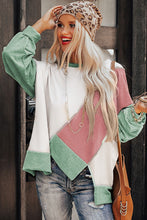 Load image into Gallery viewer, Light French Beige Colorblock Stitching Irregular Hem Long Sleeve Top