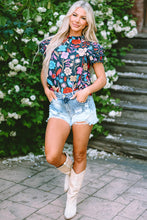 Cargar imagen en el visor de la galería, Green Trimmed Ruffle Sleeve Summer Floral Blouse