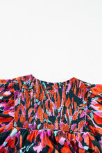 Load image into Gallery viewer, Red Dahlia Abstract Floral Shirred Detail Puff Sleeve Blouse