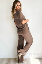 Load image into Gallery viewer, Smoke Gray Solid Color T Shirt 2pcs Wide Leg Pants Set, 6 PACKS
