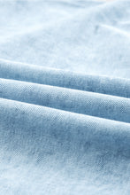 Load image into Gallery viewer, Medium Grey Mineral Wash Ruffled Short Sleeve Buttoned Denim Dress