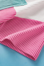 Load image into Gallery viewer, Rose Red Color Block Patch Pocket Corded V Neck Tee