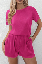 Load image into Gallery viewer, Bright Pink Casual Pleated Short Two-piece Set, 6 PACKS
