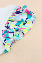 Cargar imagen en el visor de la galería, White Voluminous Printed Puff Sleeve Textured Top