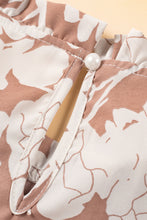 Cargar imagen en el visor de la galería, Khaki Floral Print Ruffle Short Sleeve Blouse