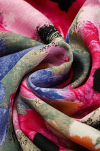 Load image into Gallery viewer, Multicolour Floral Tie Neck Bubble Sleeve Shift Dress