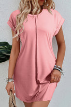 Load image into Gallery viewer, Light French Beige Center Seam Rolled Cuffs T-shirt Dress