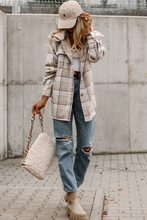 Load image into Gallery viewer, Khaki Plaid Removable Hood Buttoned Shacket