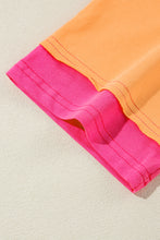 Load image into Gallery viewer, Pink Color Block Stitching Sleeve Round Neck Oversize Top
