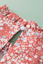 Load image into Gallery viewer, Pink Plus Size Floral Print Ruffled Sleeve Frilled Neck Blouse
