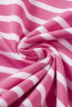 Load image into Gallery viewer, Pink Stripe Butterfly Sleeve V Neck Hollowed Knot Back T Shirt