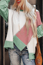 Load image into Gallery viewer, Light French Beige Colorblock Stitching Irregular Hem Long Sleeve Top