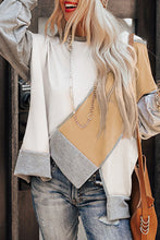 Load image into Gallery viewer, Light French Beige Colorblock Stitching Irregular Hem Long Sleeve Top
