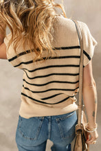 Load image into Gallery viewer, Parchment Striped Ribbed Knit High Neck Sweater