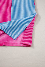 Load image into Gallery viewer, Rose Red Textured Colorblock Crew Neck T Shirt