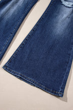 Load image into Gallery viewer, Sky Blue Button Fly Ripped High Waist Flare Jeans