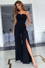 Load image into Gallery viewer, Black Spaghetti Straps Slit Leg Jumpsuit with Pockets, 6 PACKS
