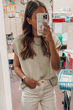 Load image into Gallery viewer, Oatmeal Solid Color Cap Sleeve Knitted Sweater