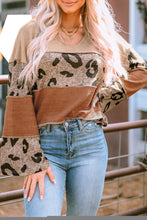 Load image into Gallery viewer, Leopard Colorblock Patchwork V-Neck Loose Sleeve Knit Top
