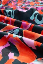 Load image into Gallery viewer, Red Dahlia Abstract Floral Shirred Detail Puff Sleeve Blouse
