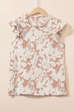 Cargar imagen en el visor de la galería, Khaki Floral Print Ruffle Short Sleeve Blouse