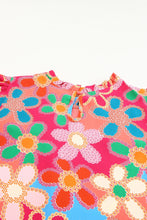 Load image into Gallery viewer, Pink Embroidered Detail Floral Print Ruffle Trim Tank Top