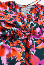 Load image into Gallery viewer, Red Dahlia Abstract Floral Shirred Detail Puff Sleeve Blouse