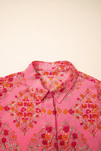 Load image into Gallery viewer, Rose Red Floral Print Wide Short Sleeve Loose Shirt