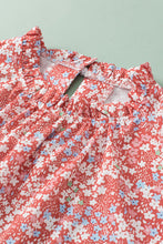 Load image into Gallery viewer, Pink Plus Size Floral Print Ruffled Sleeve Frilled Neck Blouse