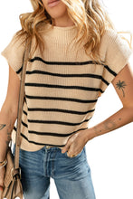Load image into Gallery viewer, Parchment Striped Ribbed Knit High Neck Sweater