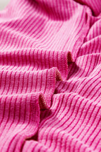 Load image into Gallery viewer, Rose Red Textured Colorblock Crew Neck T Shirt