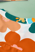 Load image into Gallery viewer, Orange Floral Notched V Neck Ruffled Sleeve Blouse
