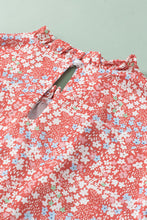 Load image into Gallery viewer, Pink Plus Size Floral Print Ruffled Sleeve Frilled Neck Blouse