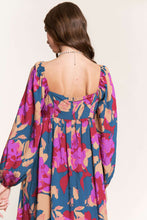 Load image into Gallery viewer, Multicolour Floral Print Square Neck Ruffled High Waist Dress