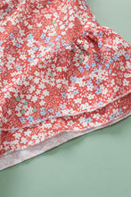 Load image into Gallery viewer, Pink Plus Size Floral Print Ruffled Sleeve Frilled Neck Blouse