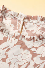 Cargar imagen en el visor de la galería, Khaki Floral Print Ruffle Short Sleeve Blouse