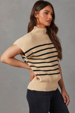 Load image into Gallery viewer, Parchment Striped Ribbed Knit High Neck Sweater