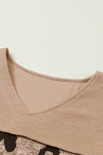 Load image into Gallery viewer, Leopard Colorblock Patchwork V-Neck Loose Sleeve Knit Top
