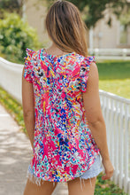 Load image into Gallery viewer, Rose Floral Print Tank Top with Ruffles