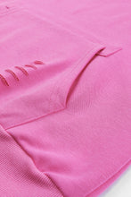 Load image into Gallery viewer, Pink Solid Ripped Hooded Sweatshirt with Kangaroo Pocket