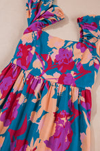 Load image into Gallery viewer, Multicolour Floral Print Square Neck Ruffled High Waist Dress