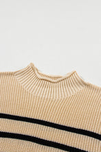 Load image into Gallery viewer, Parchment Striped Ribbed Knit High Neck Sweater