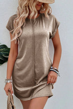Load image into Gallery viewer, Light French Beige Center Seam Rolled Cuffs T-shirt Dress