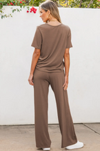Load image into Gallery viewer, Smoke Gray Solid Color T Shirt 2pcs Wide Leg Pants Set, 6 PACKS
