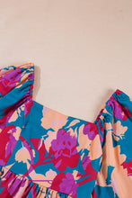 Load image into Gallery viewer, Multicolour Floral Print Square Neck Ruffled High Waist Dress