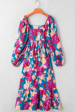 Load image into Gallery viewer, Multicolour Floral Print Square Neck Ruffled High Waist Dress