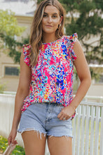 Load image into Gallery viewer, Rose Floral Print Tank Top with Ruffles