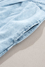 Load image into Gallery viewer, Medium Grey Mineral Wash Ruffled Short Sleeve Buttoned Denim Dress